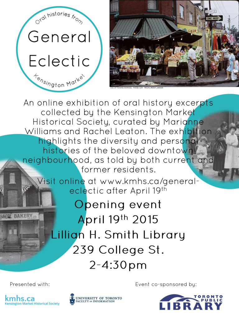 Kensington Market Speaks - an online exhibition of oral history excerpts from the collection of the Kensington Market Historical Society 